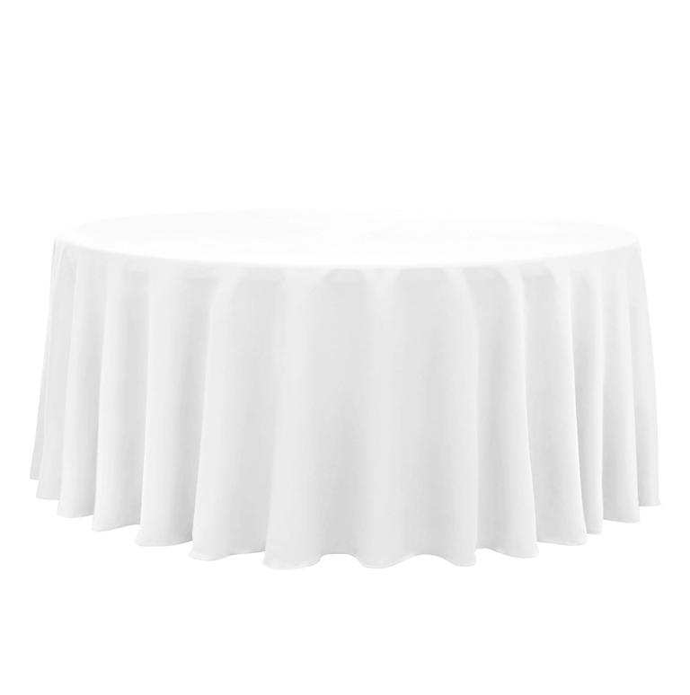 120" Round White Linen