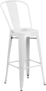 White Bar Stools with Backrest