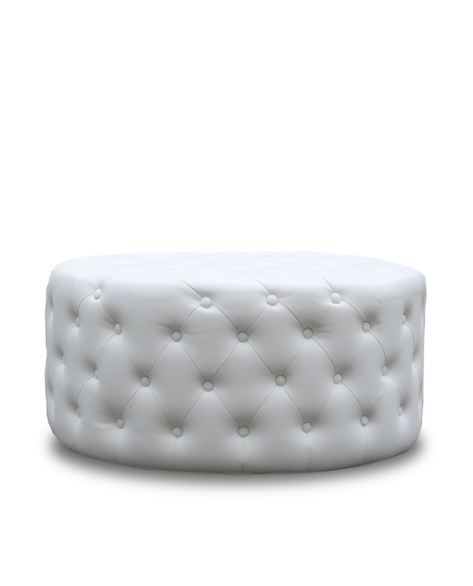 Luxe White Round Diamond Tuft Ottoman Rentalry