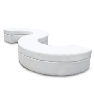Luxe White Serpentine Ottoman and Lounge Rentals are perfect for corporate events and other party rental needs.