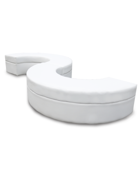 Luxe White Serpentine Ottoman and Lounge Rentals are perfect for corporate events and other party rental needs.