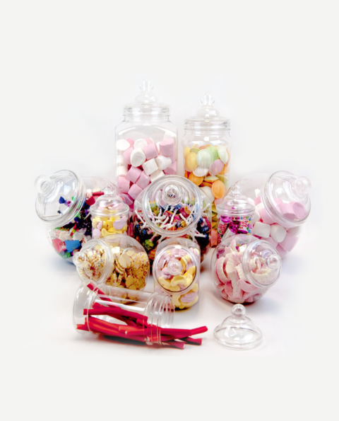 Assorted Sweet Candy Cart Containers