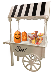 Black & White Candy Cart Rental - Halloween Decor Candy Cart Rentals Fall Festival Halloween Rentals Luxe Event Rental