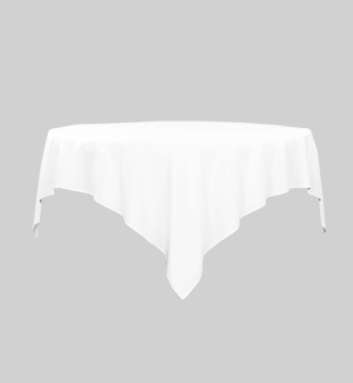 white 90 x 90 polyester overlay square tablecloth