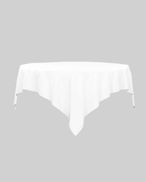 white 90 x 90 polyester overlay square tablecloth