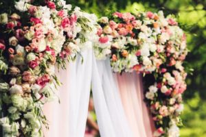 wedding arch decorated with flowers